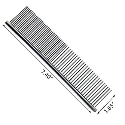 Stainless Steel Pet Grooming Comb with Rounded Ends - Professional Tool for Long and Short-Haired Dogs, Cats and Greyhounds