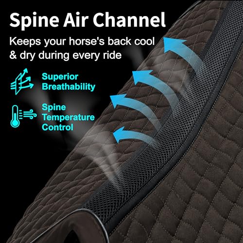 EQUINEWAVE Aria Soft Suede Jump Saddle Pad – Breathable Moisture-Wicking Lining, Shock-Absorbing Cushion, Contoured Spine, English All Purpose Saddle Pad - color: Dark chocolate