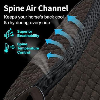 EQUINEWAVE Aria Soft Suede Jump Saddle Pad – Breathable Moisture-Wicking Lining, Shock-Absorbing Cushion, Contoured Spine, English All Purpose Saddle Pad - color: Dark chocolate