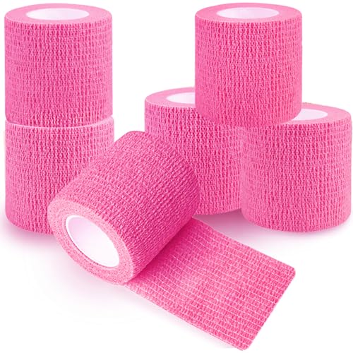 QUMY Self Adhesive Bandage Wrap 6 Pack, Dog Bandage Shoes Wounds 2 in*5 yd - color: Pink