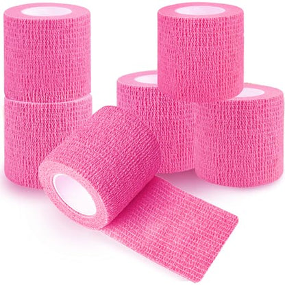 QUMY Self Adhesive Bandage Wrap 6 Pack, Dog Bandage Shoes Wounds 2 in*5 yd - color: Pink