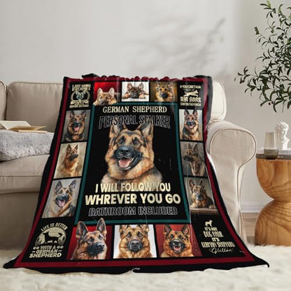 Dynova German Shepherd Blanket Cozy Plush Dog Lovers Gifts Throw Blankets Animal Fuzzy Flannel Fleece for Girls Boys Women Men 60"X50" - color: German Shepherd, size: 60"x50"