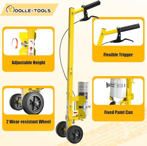 Striping Line Painting Wand, Industrial Two-Wheel Striping Spray Paint Wand for Line Paint Stripe Ground, Compatible with Inverted Striping Paint, Yellow(T-Tip Nozzle)