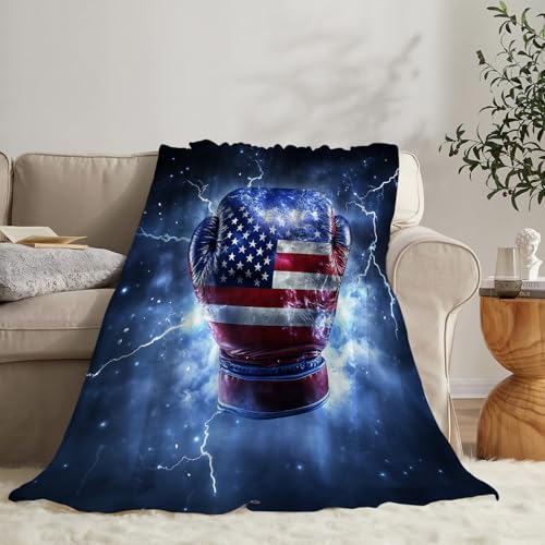 Boxing Throw Blanket Cozy Plush American Flag Gloves Blankets Flannel Fleece Lightweight Fuzzy Party Blanket Gifts for Girls Women Men Boys 50"X40" - color: Boxing Gloves, size: 50"x40"