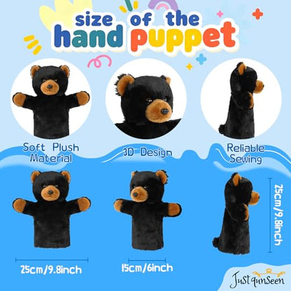 Plush Hand Puppet Toddler Cute BearSensory Learning Toy Washable Preschool Classroom Activity Supplies Creative Imaginative Play Stuffed Animal Gift Black Bear - color: Black Bear