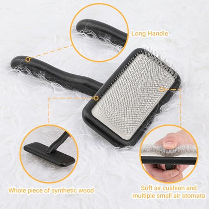 Carpet Rake Sheepskin Wool Brush and Cleaner Comb, Black, 2PCS(Big+Small) - color: Black(Big+Small)