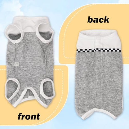 Dog Surgical Suit - Recovery Onesie for Dogs After Surgery, Spayed Female/Male Puppy, Breathable Anti-Lick Clothes, Alternative to Cone(Grey and White-XXS) - color: grey and white, size: XX-Small