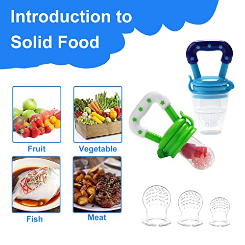 Food Feeder Baby Fruit Feeder Pacifier (3 Pcs) with 6 Different Sized Silicone Pacifiers 2 PCS Silicone Babies Food Dispensing Spoon 90ML with 2 Baby Spoons Bottle Brush Pacifier Clip - color: 01-Multicolor