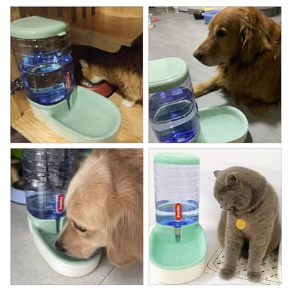 Kathson Gravity Dog Water Dispenser - Automatic Cat Drinking Station, 1 Gallon Large Capacity Puppy Water Bowl for Small & Medium Dogs & Cats, Green - color: Green