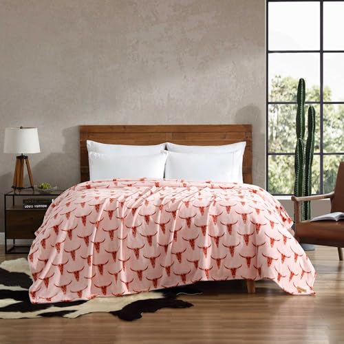 Wrangler - Soft Plush Throw Blanket for Bed & Couch, 50x70 - color: Steer Head Peach, size: 50" x 70"