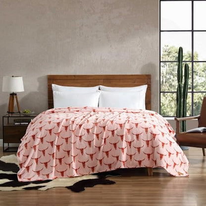 Wrangler - Soft Plush Throw Blanket for Bed & Couch, 50x70 - color: Steer Head Peach, size: 50" x 70"