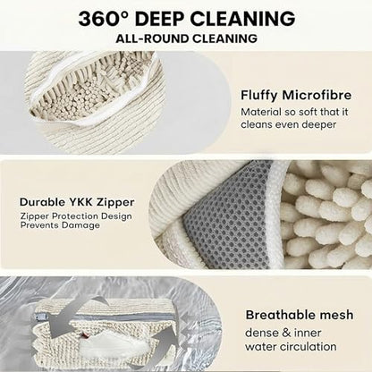 Shoe Washing Bag for Laundry Machine – Heavy-Duty Sneaker Laundry Bag Protector with Thick Microfiber Cushion, Zipper Cover & Mesh Sides – Shoe Cleaner Bag for Washer & Dryer (White) - color: White