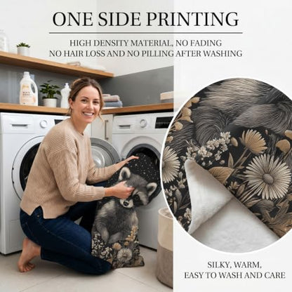 Jekeno Raccoon Gifts Blanket Celestial Starry Moon Throw Blanket - color: Raccoon, size: 50x60 Inch