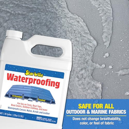 STAR BRITE Waterproofing Spray, Waterproofer + Stain Repellent + UV Protection for Boat Covers, Car Covers, Bimini Tops, Tents, Jackets, Backpacks, Boots, Awnings, Patio Covers & More - color: 64 Oz
