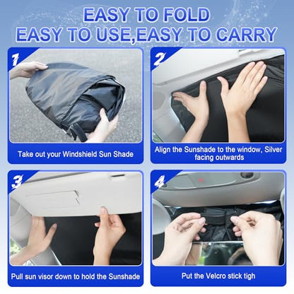 SINGARO Car Windshield Sun Shade, Foldable Reflective Sun Shade for Car Windshield, Compatible with Tesla Model Y Model 3 2016~2025 - size: Tesla Model Y