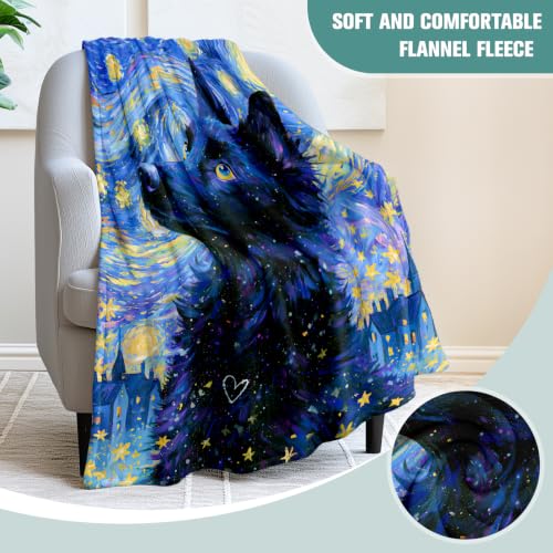 Jekeno German Shepherd Gifts Blanket Starry Night Dog Blanket - color: German Shepherd, size: 50x60 Inch