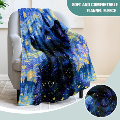Jekeno German Shepherd Gifts Blanket Starry Night Dog Blanket - color: German Shepherd, size: 50x60 Inch