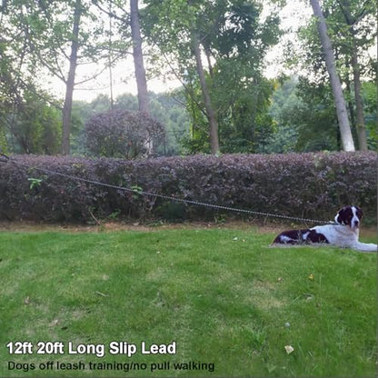 12FT 20FT Anti-Choking Long Training Lead, Reflective 3/8" Slip Lead Rope Dog Leash with Padded Handle, No Pull Leash for Medium Large Dogs (20ft, Black) - color: Black, size: 3/8in x 20ft
