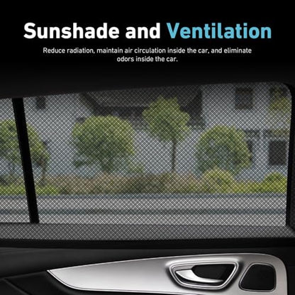 4 PCS Car Side Window Shades, Sun Blocking Dustproof Shield for Baby Kids, High-Density Mesh Privacy Protection Curtain, Foldable Cover for Front & Rear Windows (Black)