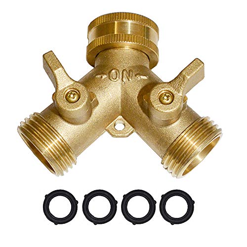HQMPC Hose Y Splitter 3/4" GHT Garden Hose Valve 2 Way For Garden Lawn Waterring - Brass, 4 Pack - style: Y Hose Splitter 4 Sets