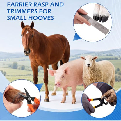 8Pcs 8" Farrier Tool Kit, Hoof Rasp Nipper Trimmer Brush Calf Sling - style: Complete Hoof Care Kit