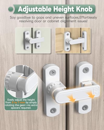 Adjustable Barn Door Locks, 90/180 Degree Gate Latch, White - color: White-1 Pc
