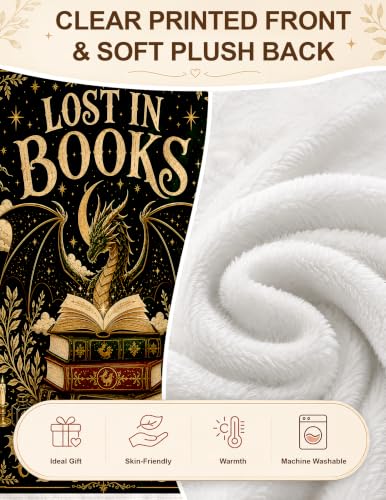 Fantasy Book Gifts，Book Dragon Blanket for Read Lovers 60 * 50 | Reading Gifts for Readers Bookish Librarian Bookworm Dragon Lovers, Fourth Wing Blanket Birthday Christmas Fantasy Gifts - color: Dargon Reading
