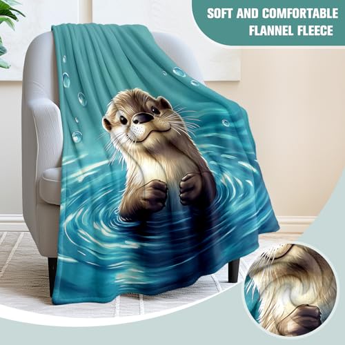 Jekeno Otter Gifts Blanket Cute Ocean Blue Water Ripples Throw Blanket - color: Otter, size: 50x60 Inch