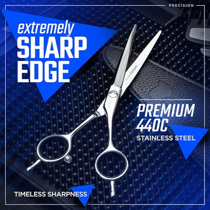 Fagaci Professional Hair Cutting Scissors 5.5", Thin Blades Hair Shears