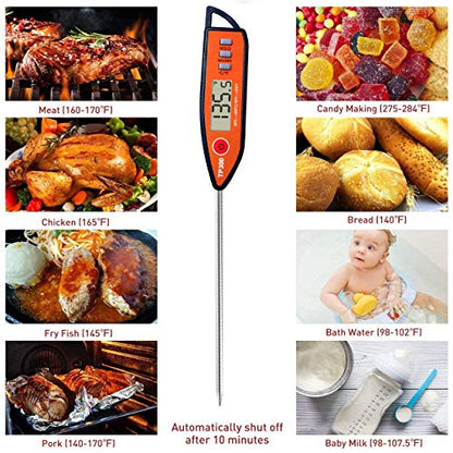 Digital Meat & Milk Thermometer - Instant Read Probe for Cooking, BBQ, Grill, Deep Fry, Roast & Baking - size: 23.1 x 2.5 x 1.5 cm