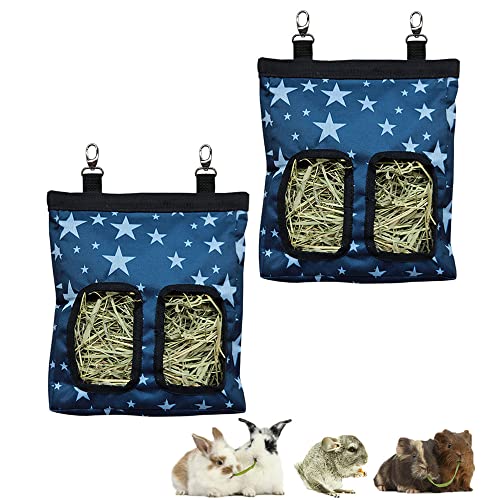 RIOUSSI Guinea Pig Hay Feeder, Hanging Rabbit Hay Feeder Bag. Stars,2Ct - color: Stars-2pack