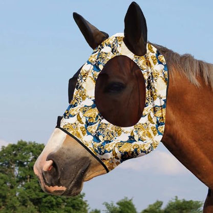 Harrison Howard Super Comfort Stretchy Fly Mask Large Eye Space with UV Protection Soft on Skin with Breathability Fly Mask -Luxe Vibe - color: Luxe Vibe, size: Cob (Medium)