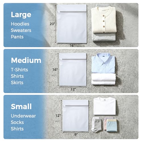 BAGAIL Laundry Bags Mesh Wash Bag for Intimates Lingerie and Delicates, 3Pcs(1S,1M,1L) - color: Pearl White-Fine Mesh, size: 1S,1M,1L