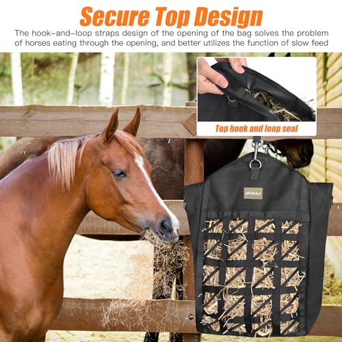 Dual Purpose Feed Horse Hay Bags, 2 Pack Large Black Oxford Fabric - size: Large 2 Pack