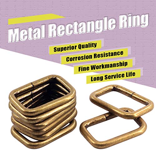 Swpeet 60Pcs 1 Inch / 25mm Heavy Duty Metal Ring Buckle Webbing Belts - color: Bronze, style: Metal Rectangle Ring