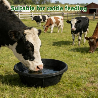 3Pcs Heavy Duty Rubber Feed Pan, 8Q/2Gal Horse Feed Bucket - color: Black-3 Pcs, size: 2Gal(8Q)