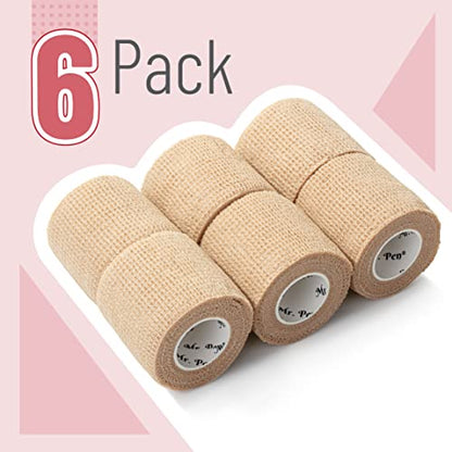 Mr. Pen- Self Adhesive Bandage Wrap, 2" x 5 Yards, 6 Pack - color: Skin Color, size: 2" x 5 Yards, 6 Pack