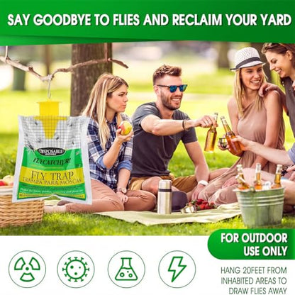 Fly Traps Outdoor Disposable 8 Pack - Disposable Fly Bags Fly Catcher Mess-Free Bug Bags for Yard Garden Farm & Horse Ranch