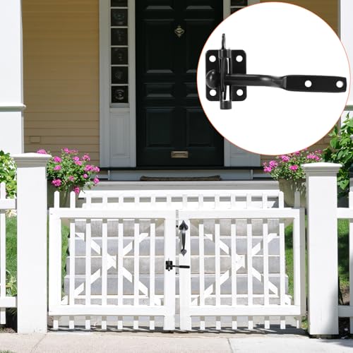 QWORK Self Locking Automatic Gravity Lever Fence Gate Latch – 2 Pack Heavy-Duty Steel – Quick Installation for Versatile Use on Wood/Metal Gates