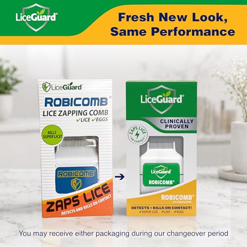 LiceGuard RobiComb Electronic Head Lice Comb, Gentle Lice Treatment | For Kids & Adults, Zapping Nit Comb Detects & Kills Infestation in Thick, Fine & Curly Hair, Microcharge Technology
