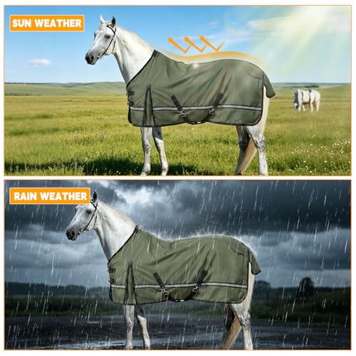 Horse Turnout Blanket, Waterproof Rain Sheet, 600D Oxford - size: 75IN