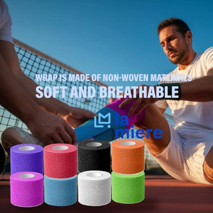 2" x 5 Yards - 8 Counts Self Adherent Cohesive Bandages Cohesive Wraps Mix Color - color: Mix, size: 2inX5yd