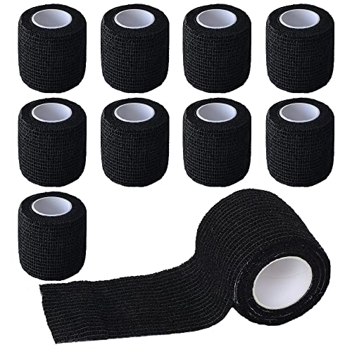 2 Inches Self Adhesive Bandage Wrap Cohesive Wrap, 9 Pack, Black - color: Black, size: 2 Inch