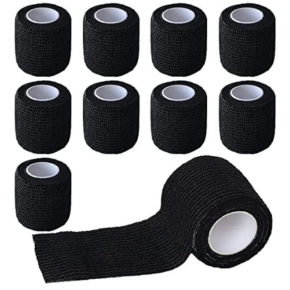 2 Inches Self Adhesive Bandage Wrap Cohesive Wrap, 9 Pack, Black - color: Black, size: 2 Inch