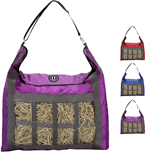 Harrison Howard Premium Durable Slow Feed Horse Hay Bags Oxford Cloth Heavy Duty Large Capacity Horse Feeding Bag-Regal Purple - color: Regal Purple
