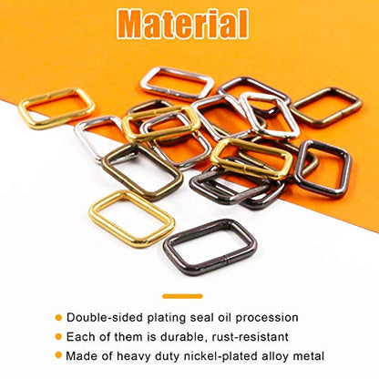 1 inch 25mm Metal Belt Buckle Hardware Assortment Webbing Strap Loops Clasp for Belt Craft DIY Accessories - style: Rectangle Rings