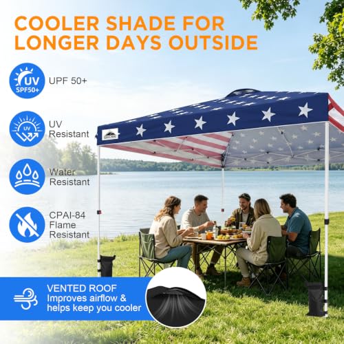 EAGLE PEAK 12x12 Pop Up Canopy Tent Easy Up Canopy Outdoor, American Flag - color: American Flag, size: 12x12