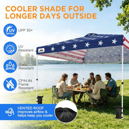 EAGLE PEAK 12x12 Pop Up Canopy Tent Easy Up Canopy Outdoor, American Flag - color: American Flag, size: 12x12