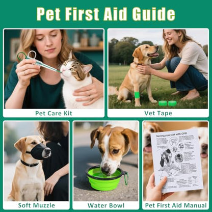 Pet First Aid Kit for Dogs - Pet Emergency Kit for Camping Hiking Traveling Hunting and Sports (Green) - color: Green
