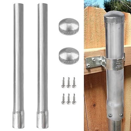2 Pack 2-3/8" OD Metal Post Extender, 36" Fence Post Extension Height, Hot-dip Galvanized Steel, Includes Screws and Caps - size: 2-3/8 in dia x 36 in